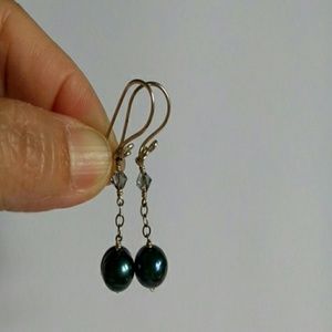 Freshwater Pearl and Crystal Earrings