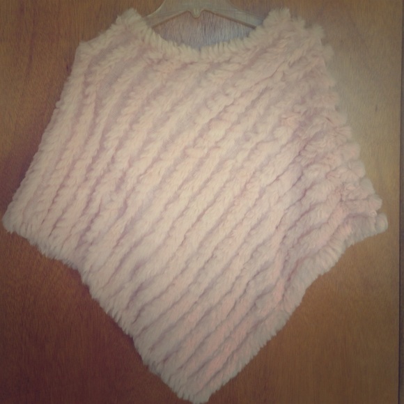 Soft Pink Rabbit Fur Poncho