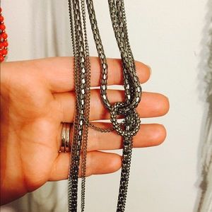 Multi strand silver necklace