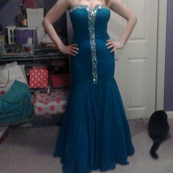 Fit and flare prom dress.