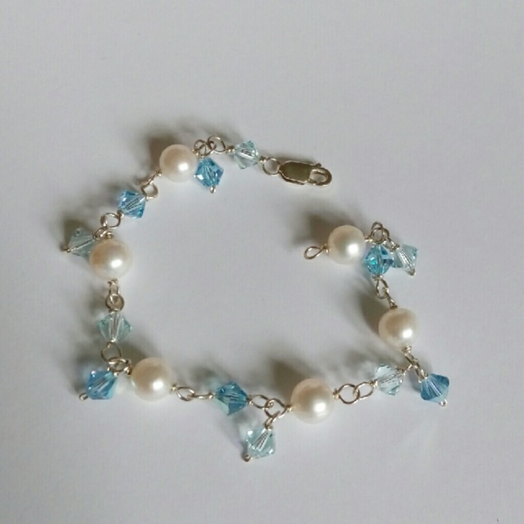 Freshwater Pearl and Crystal Bracelet Sterling