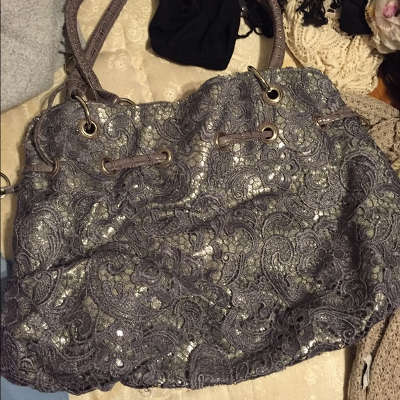 Purple/silver lace purse
