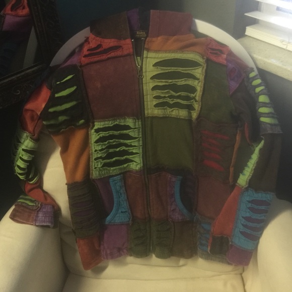 Patchwork zip up hoodie