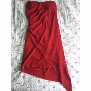 Red sequin draped dress