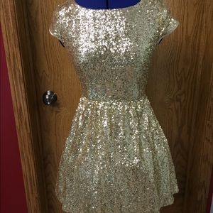 Gold sequined formal dress