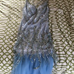 Mermaid style Powder blue prom dress with beading