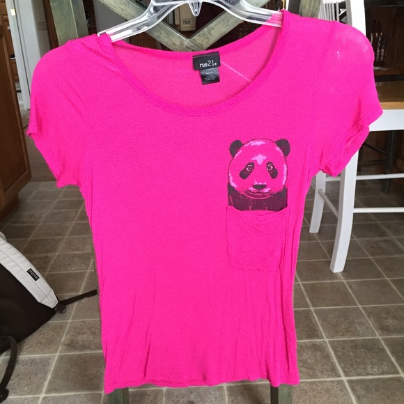 Hot pink panda pocket tee