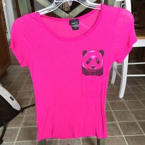 Hot pink panda pocket tee
