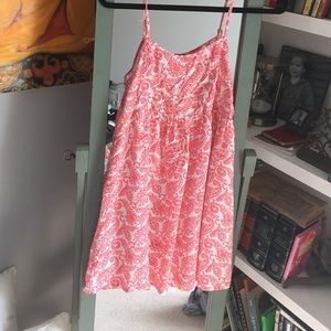 Pink and white paisley mini dress
