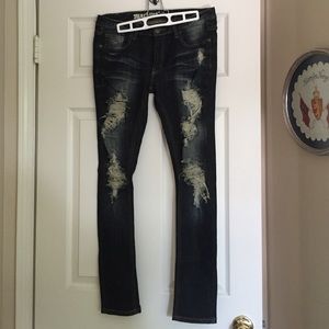 Ripped denim "machine" brand skinny jeans