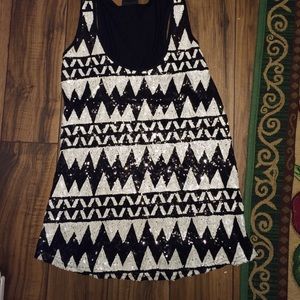 Sequin black and white top new without tags