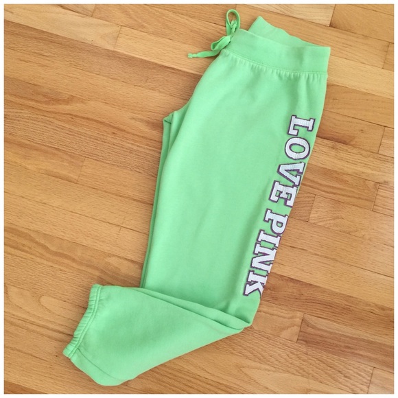 PINK Victoria's Secret Pants - VS PINK | Lime Cropped Sweatpants