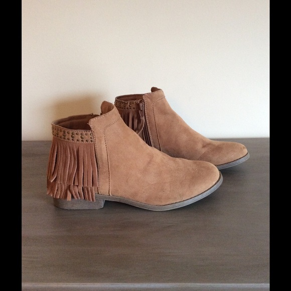 Tan Fringe Booties