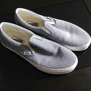 Gray polka dot slip on Vans