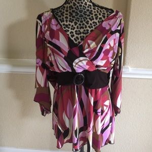 Fuchsia and brown dressy blouse 18/20