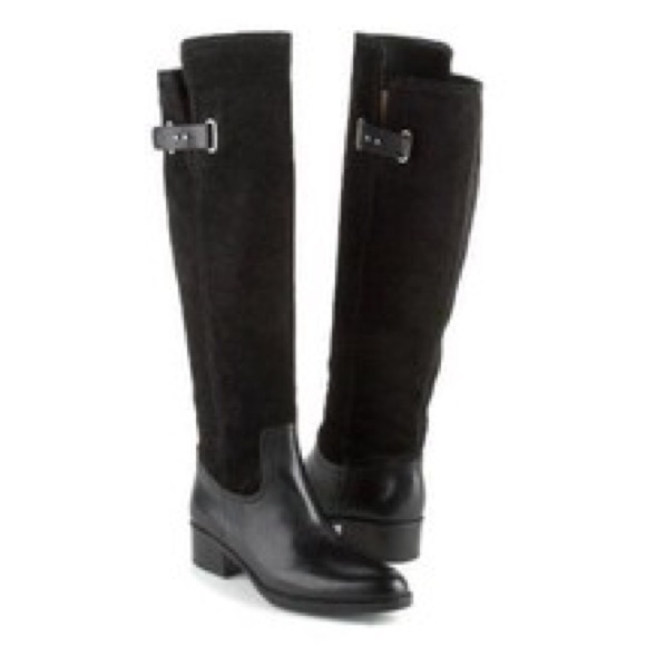 Suede and leather riding boots