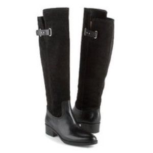 Suede and leather riding boots