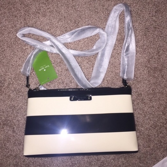 NWT Kate spade Amy penn valley black cream stripes - Picture 2 of 2