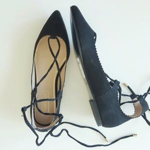 Topshop Finest Ghillie Lace-Up Pointy Toe Flat - Picture 3 of 4