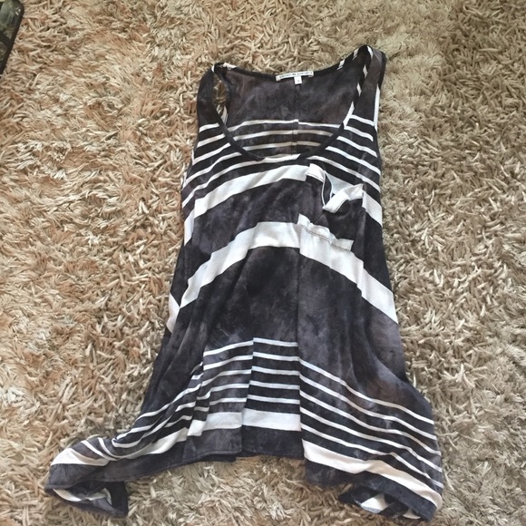 Black White Stripe Flowy Top