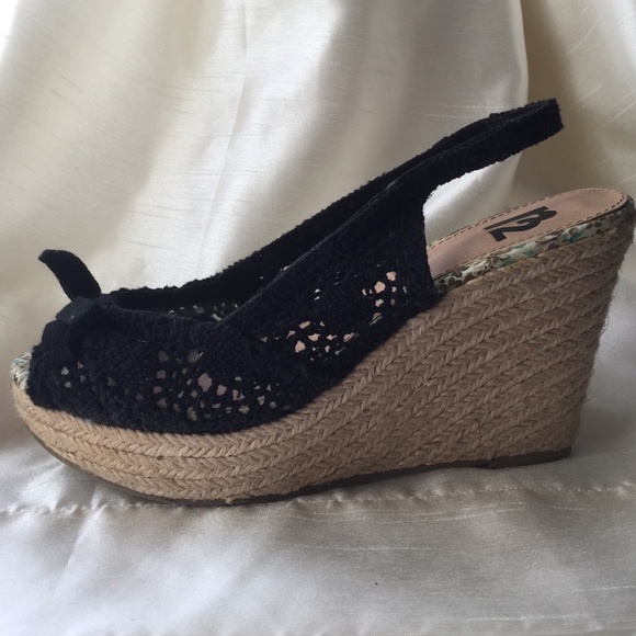 Black crotchet wedges