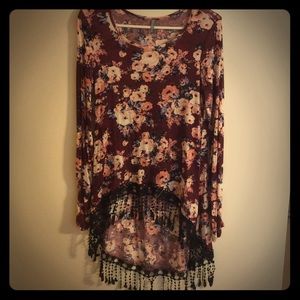 Floral high-low tunic shirt