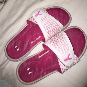 Under Armour Pink breast cancer slides