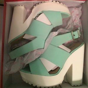 Mint Chunky Heels
