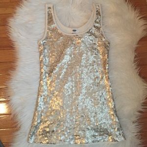 Gold sequin tank top