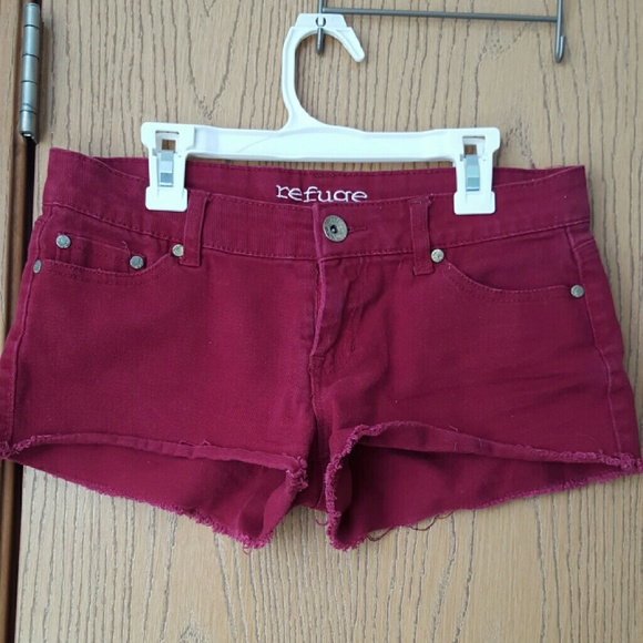 Burgundy jean shorts