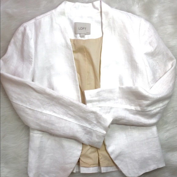 Ann Taylor LOFT petite Linen Blazer cropped