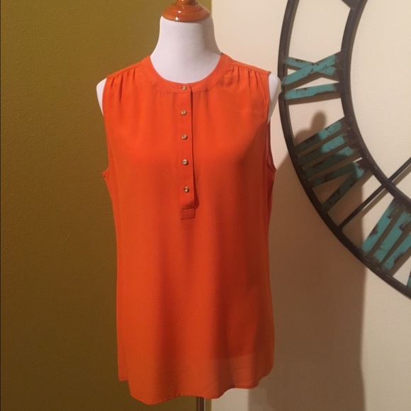 Orange Sleeveless Silk Top