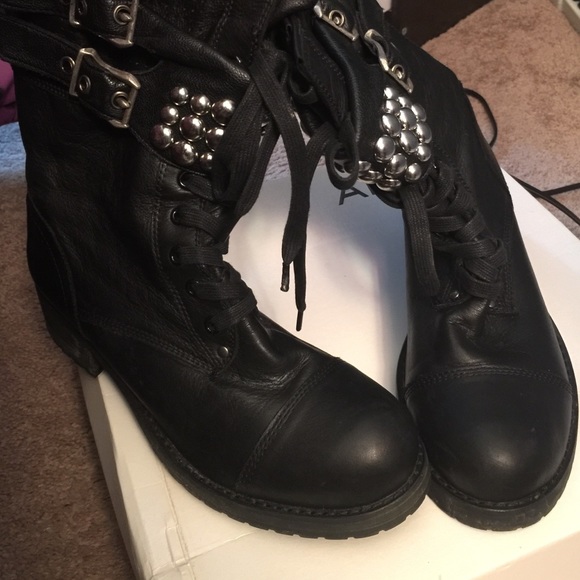Black Studded Zip Boots