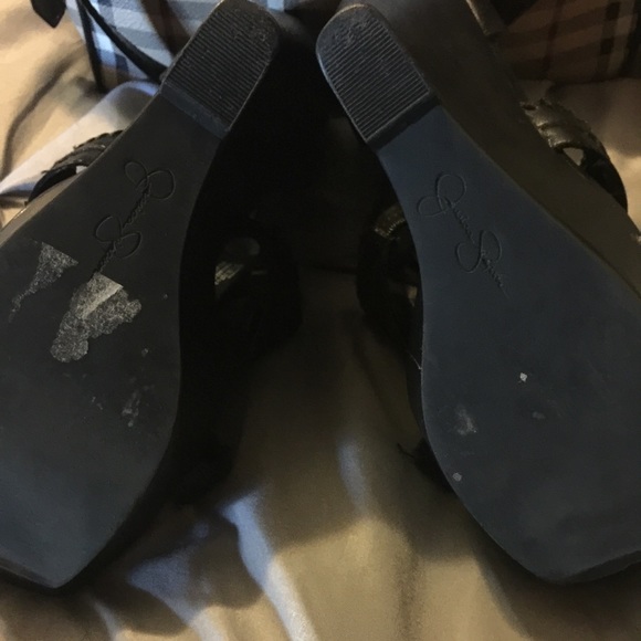Jessica Simpson black zip up wedged heels - Picture 3 of 3