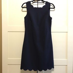 J.crew scalloped navy shift dress