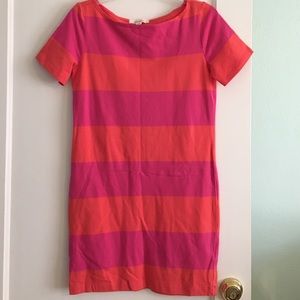 Pink and orange striped fitted dress