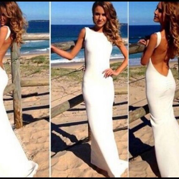 Backless White Dress