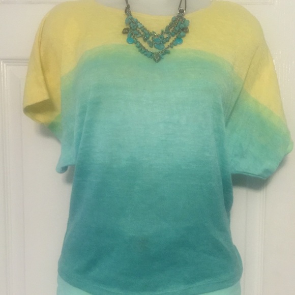 Yellow to teal ombré tshirt