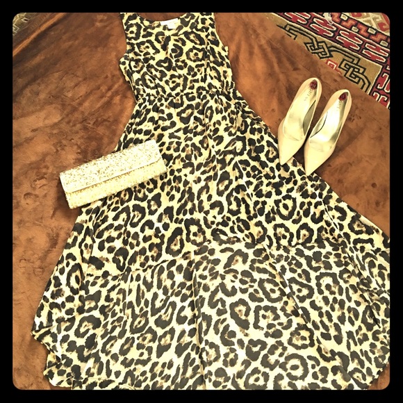 Leopard print high low cocktail dress