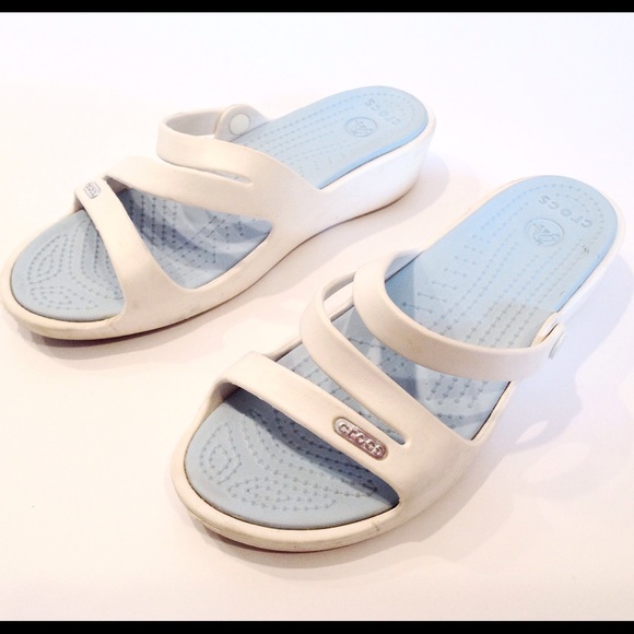 ladies white croc flip flops
