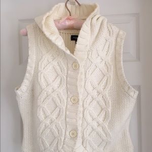 Sonoma Ivory Hooded Sweater Vest Size L
