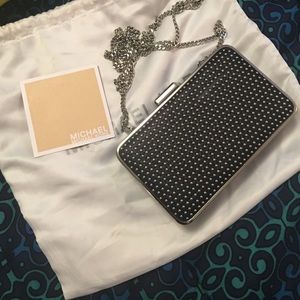 Black studded clutch with chain strap