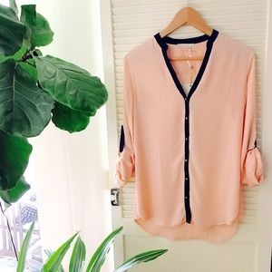 Alythea soft peach button down