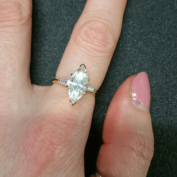14k  yellow gold 3ct Marquise CZ engagement ring