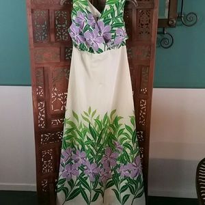 Retro Floral Halter Dress