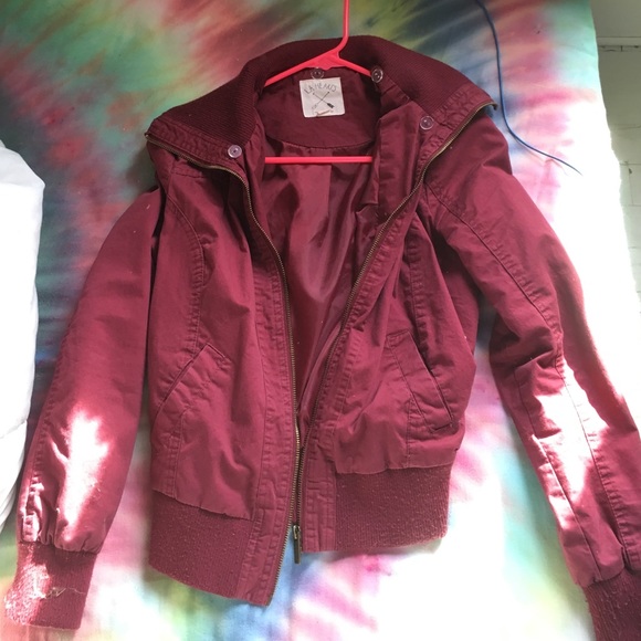 Burgundy bomber jacket