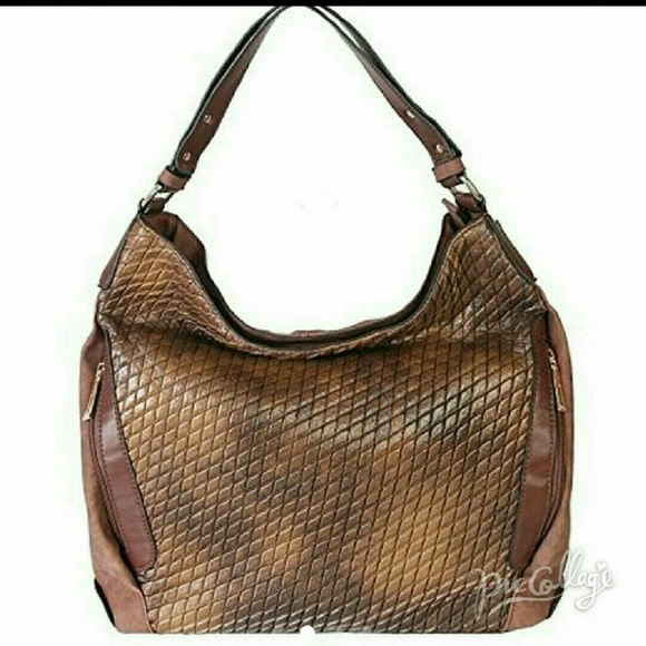 *Reduced price* LEATHER QUILTED HOBO BROWN - Picture 2 of 4