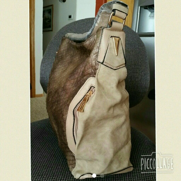 *Reduced price* LEATHER QUILTED HOBO BROWN - Picture 3 of 4