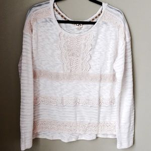 White lacy sweater from Anthropologie (XL)