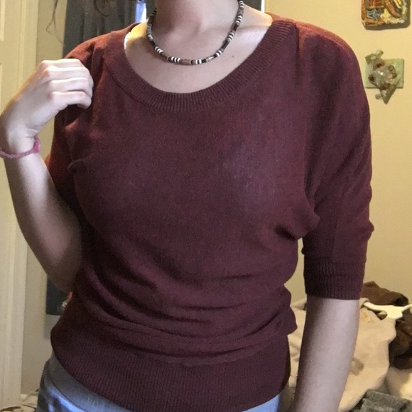 Quarter sleeve maroon colored light aerie sweater